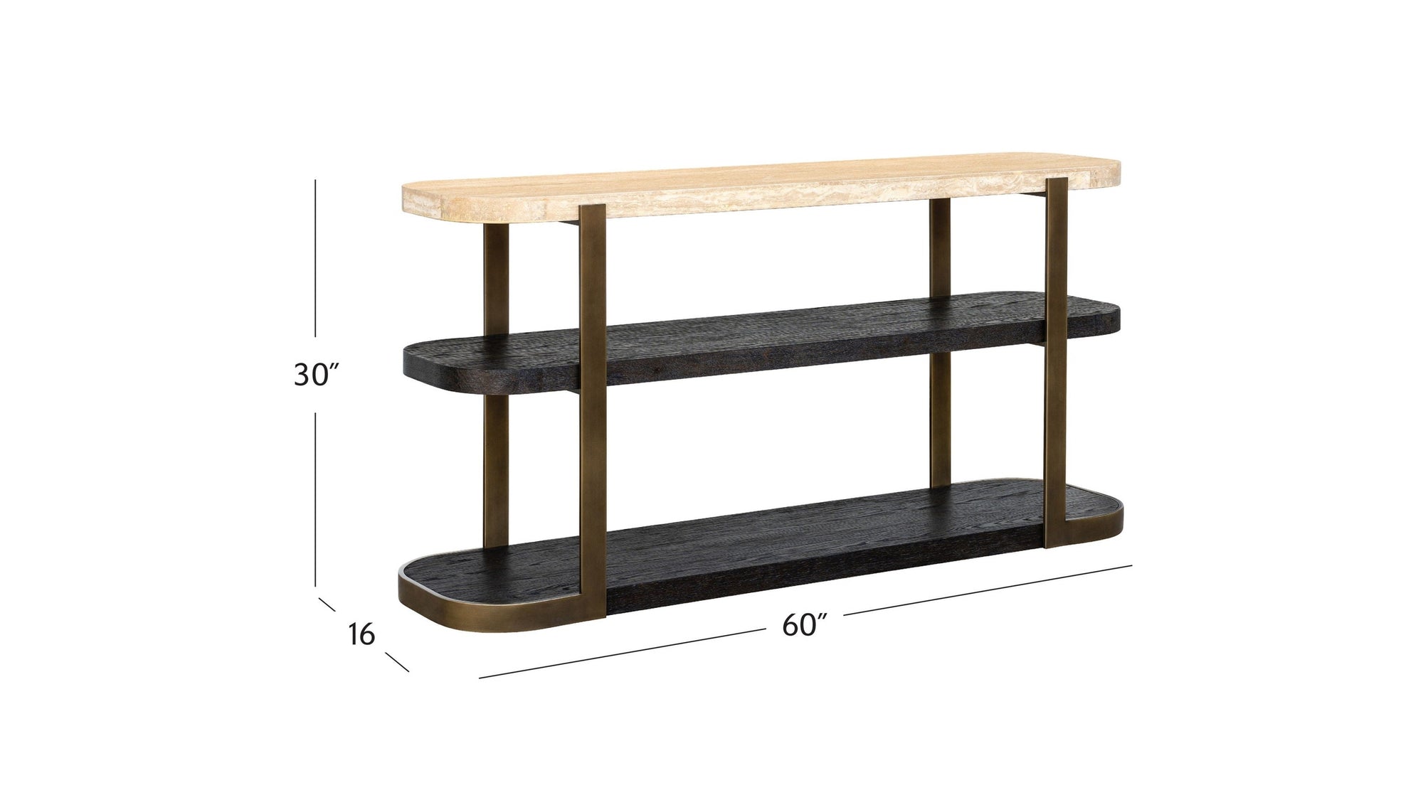 Avalon - Console Table - Bronze Metal Frame With Travertine &amp; Espresso