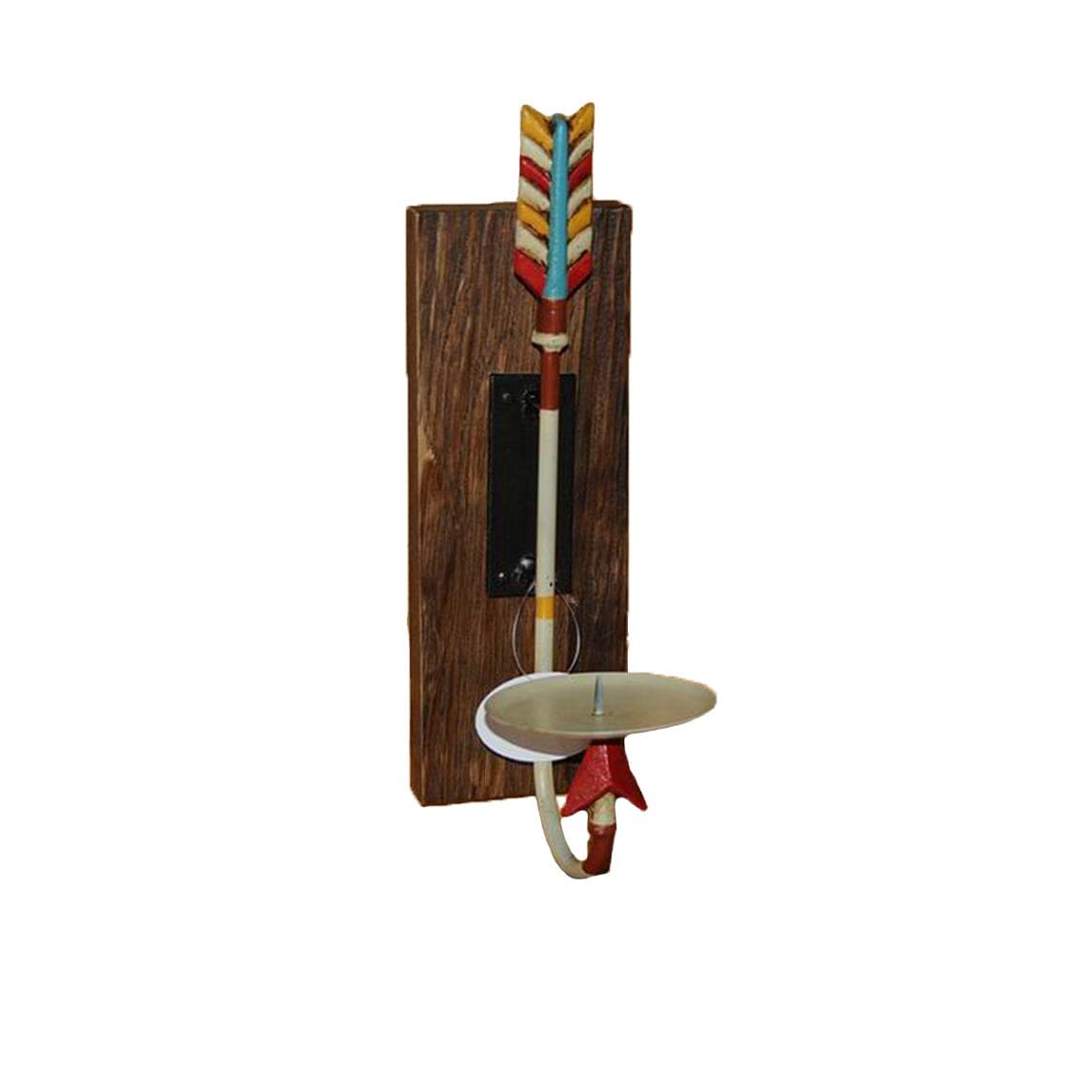 Wall Décor - Metal Arrow &amp; Wooden Pillar Wall Sconce, 4 Per Carton - Brown