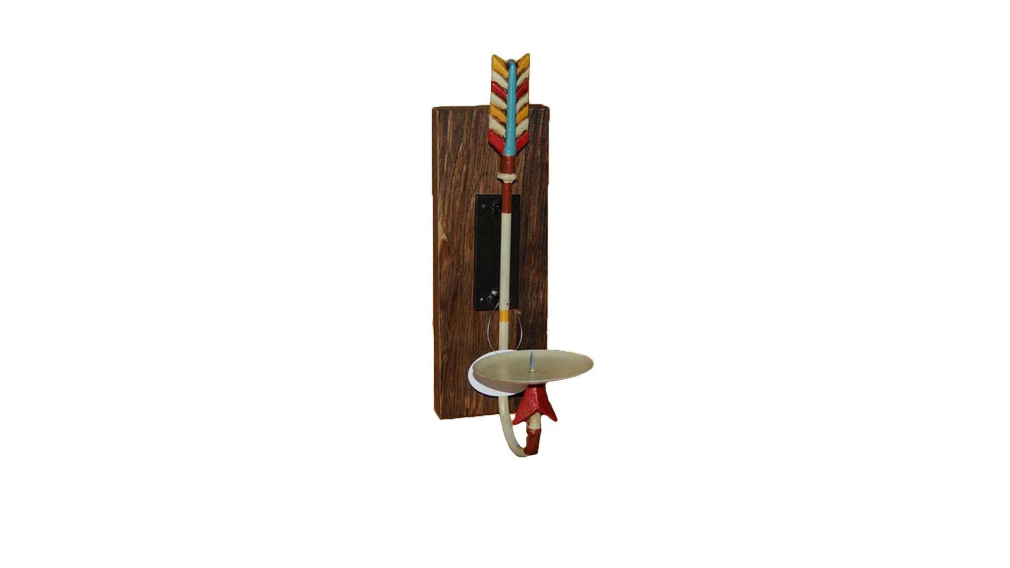 Wall Décor - Metal Arrow & Wooden Pillar Wall Sconce, 4 Per Carton - Brown