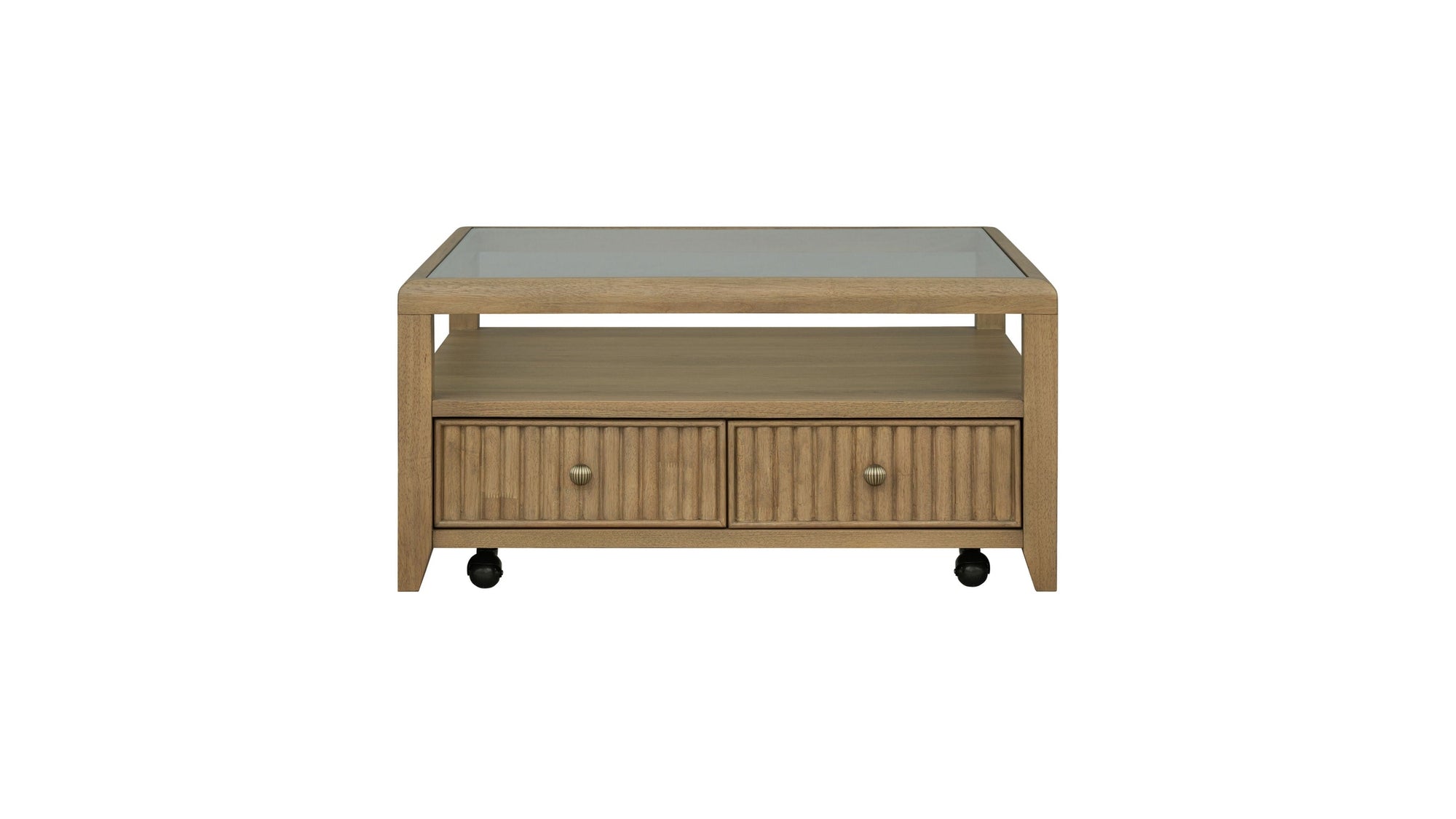 Reed - Square Coffee Table With Casters - Driftwood Oak