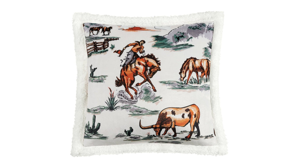 Campfire - Ranch Life Western Toile Campfire Sherpa Pillow 6 Per Carton - Duffle Bag