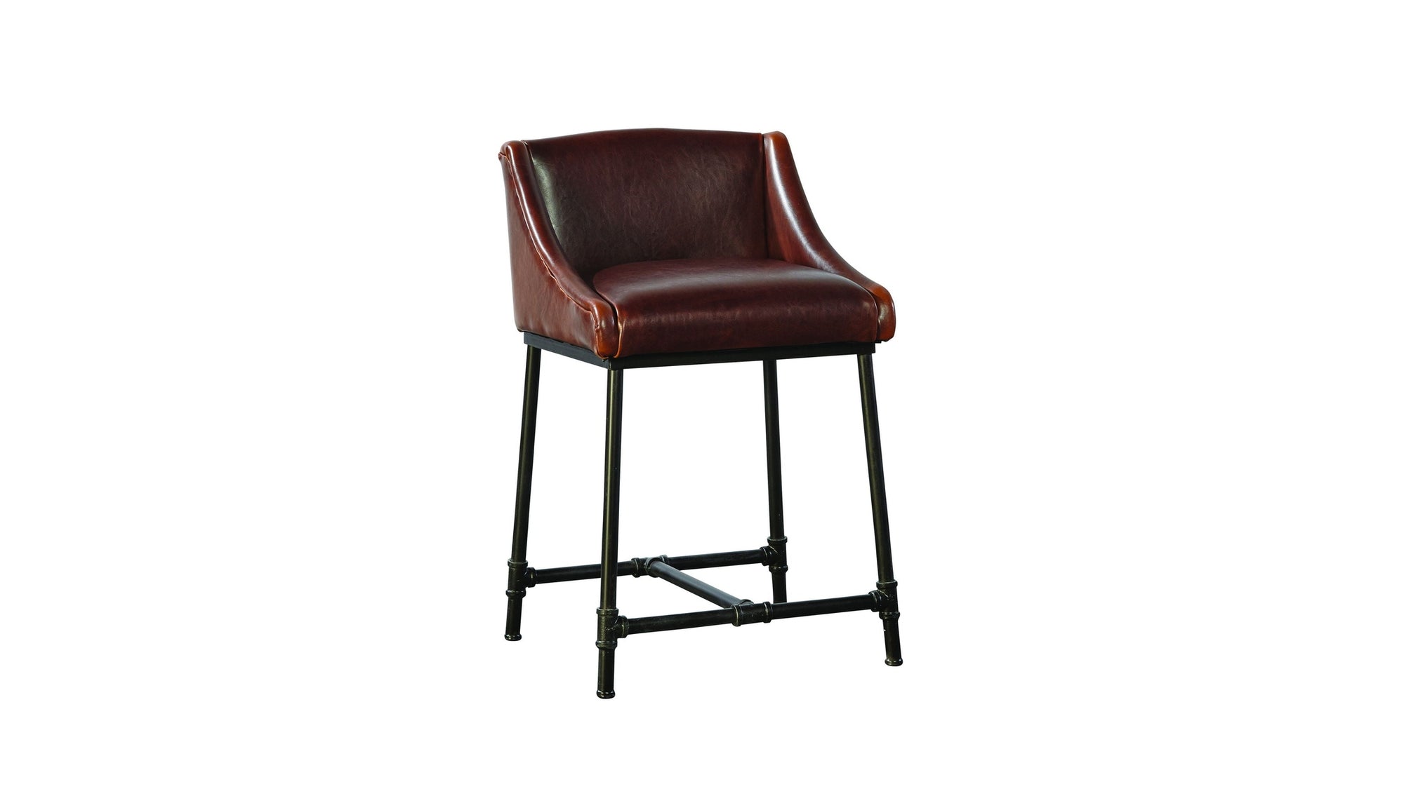 Bar Stool - Iron Pipe - Dark Brown