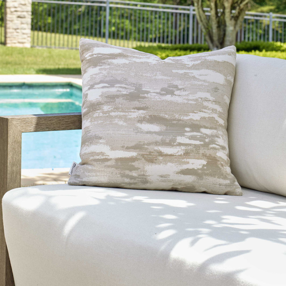 Abstract Waves - Outdoor Pillow - Brown