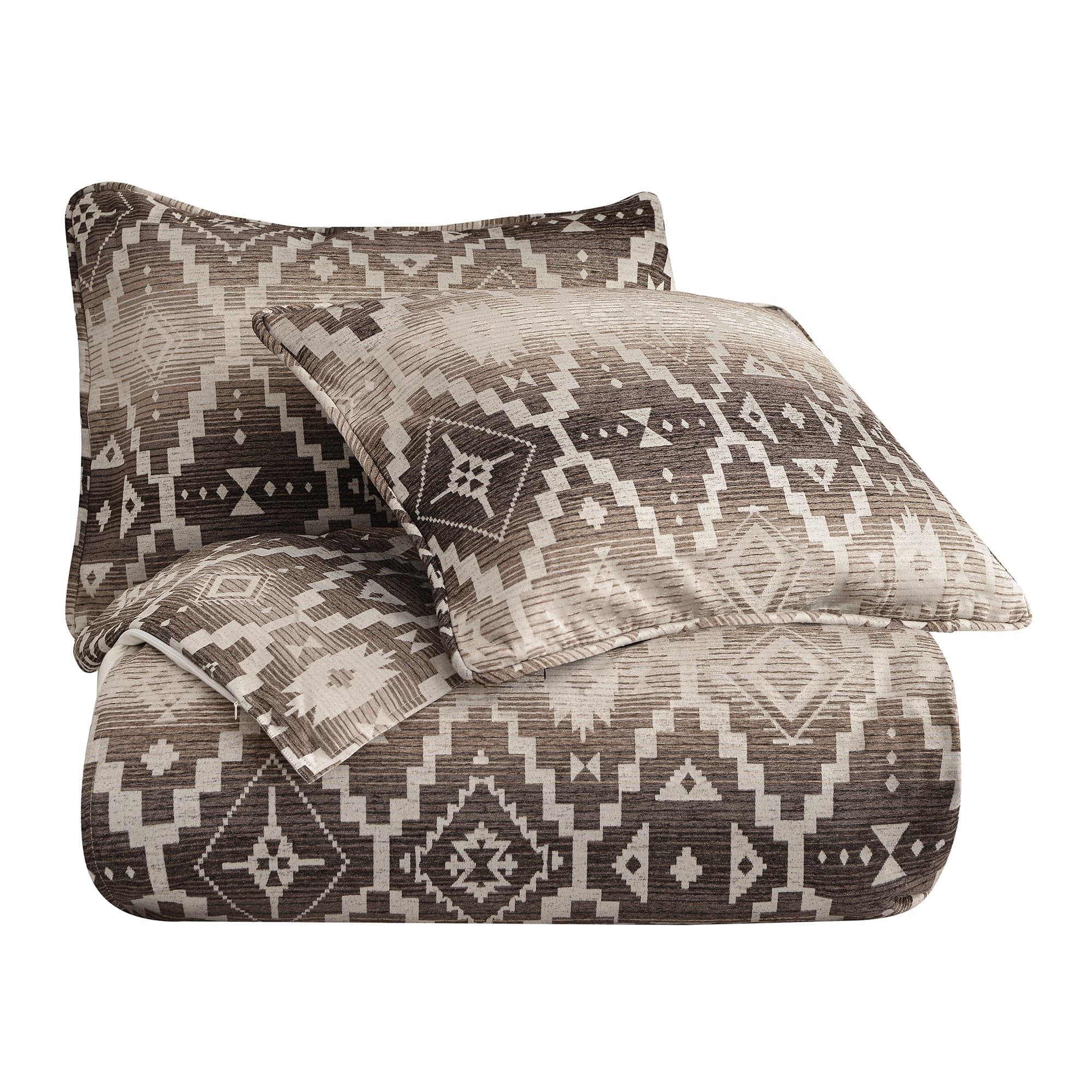 Chalet - King Aztec Comforter Set (Set of 3) - White / Brown