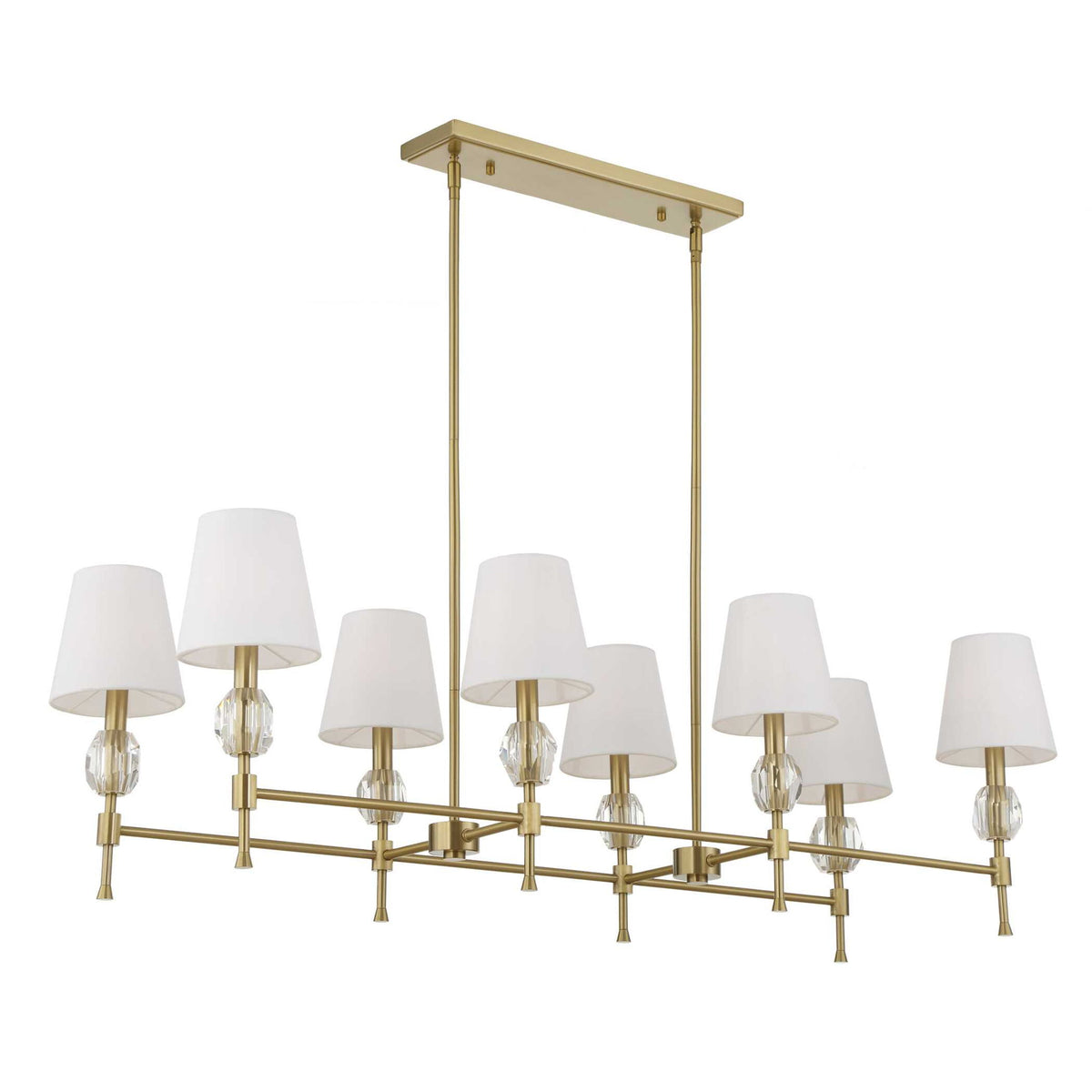 Arques - 8 Light Linear Chandelier - White / Gold