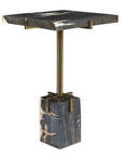 Rowman - Petrified Wood Accent Table - Bronze