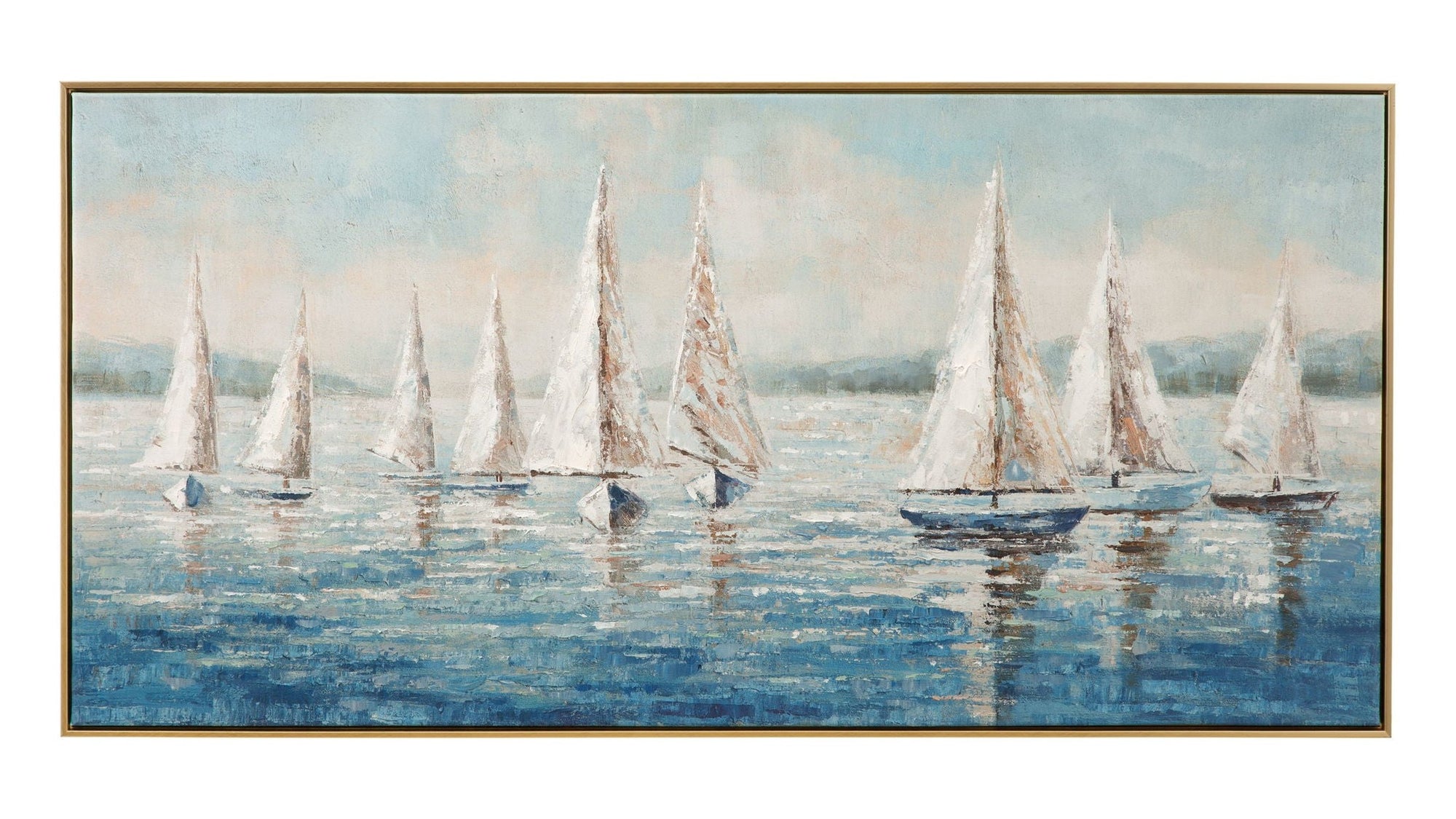 Sailing Day Framed Canvas - Blue