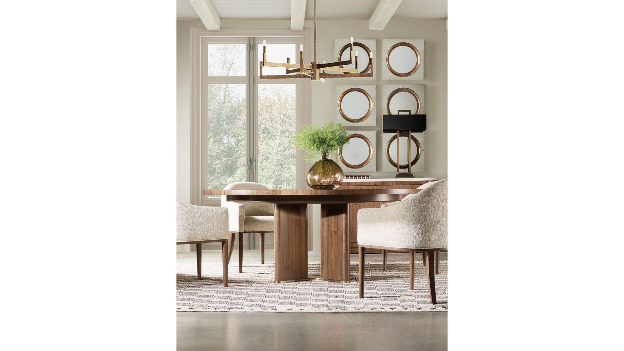 Eleana - Round Dining Table With One Leaf - Medium Wood