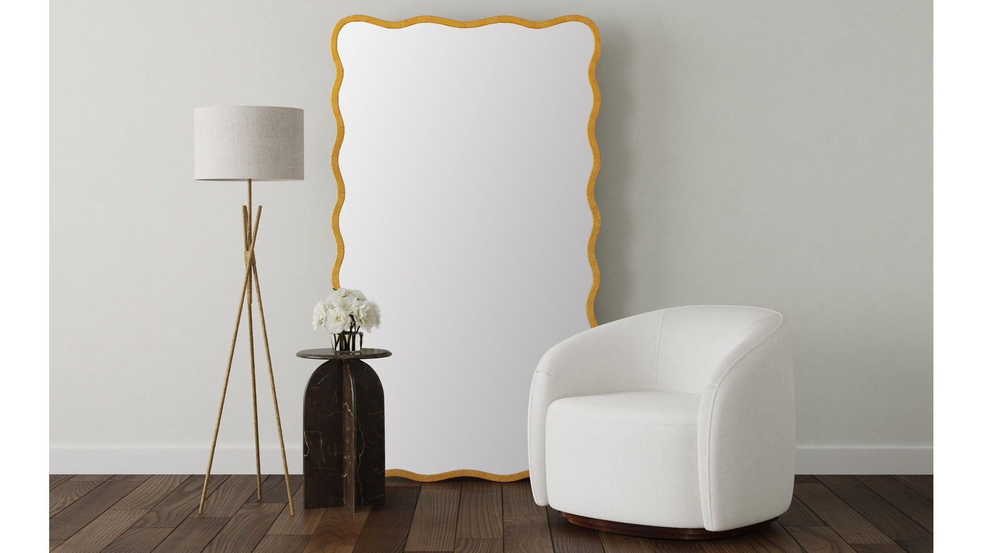 Freya - Floor Mirror - Antique Gold Leaf