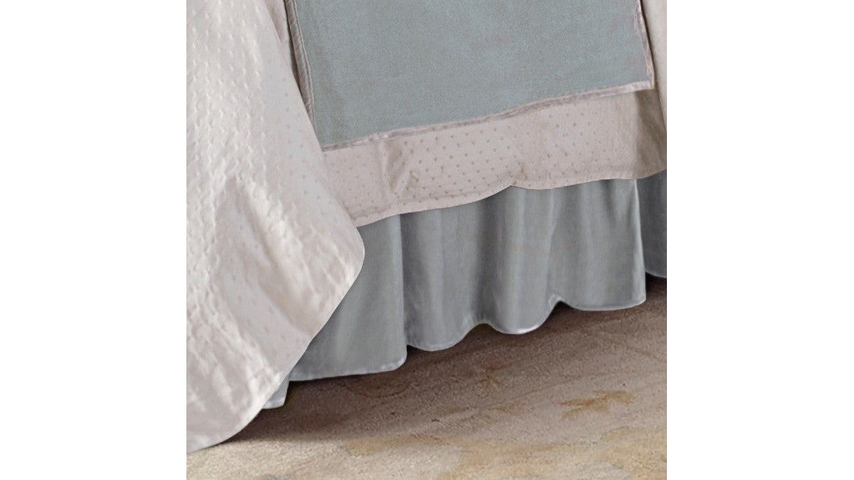 Belle - Twin Gatherer Velvet Bed Skirt - Light Blue