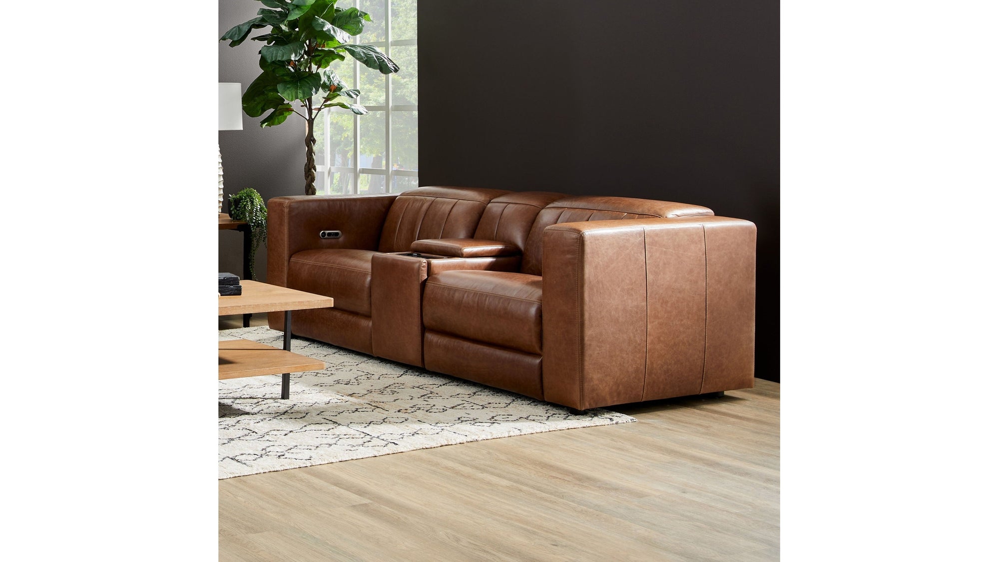 Austin - Power Reclining Loveseat With Console And Power Headrests - Chestnut