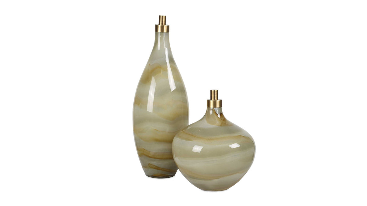 Cascade - Glass Bottles (Set of 2) - Green