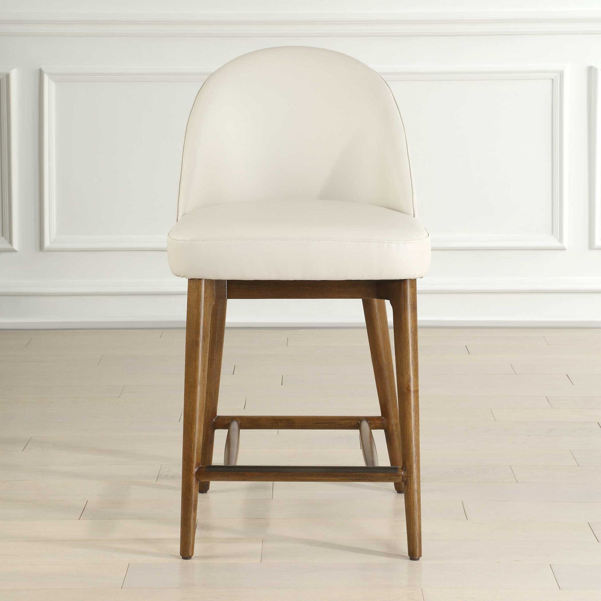 Stitches - Leather Counter Stool - White / Brown