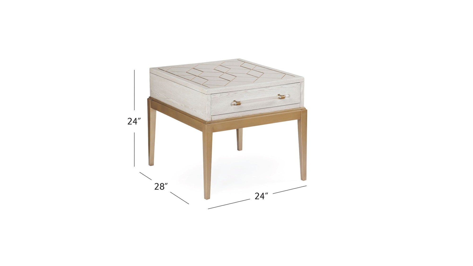 Perrine - Rectangle End Table - White / Gold