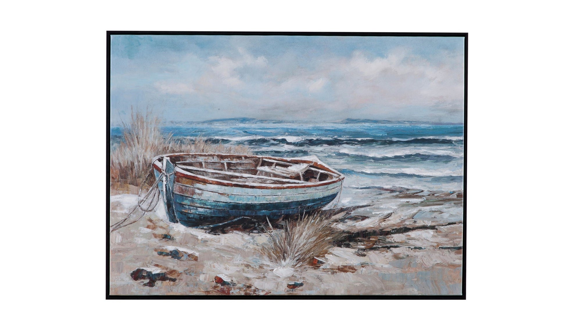 Mo Bay Framed Canvas - Blue / Light Brown