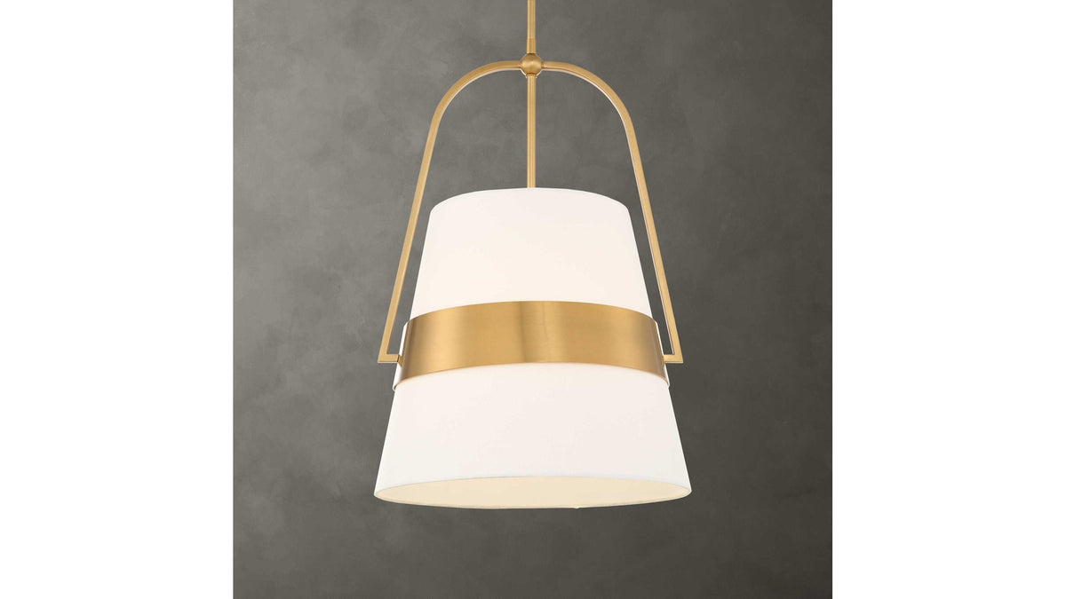 Harness - 1 Light Shade Pendant - White / Gold