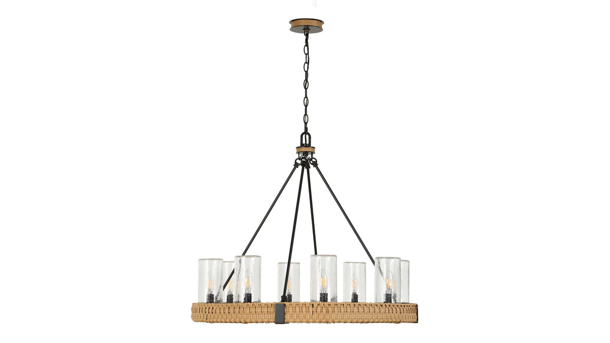 Palm Royal - 8 Light Indoor-Outdoor Chandelier - Black / Light Brown