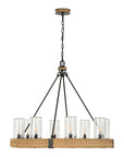 Palm Royal - 8 Light Indoor-Outdoor Chandelier - Black / Light Brown