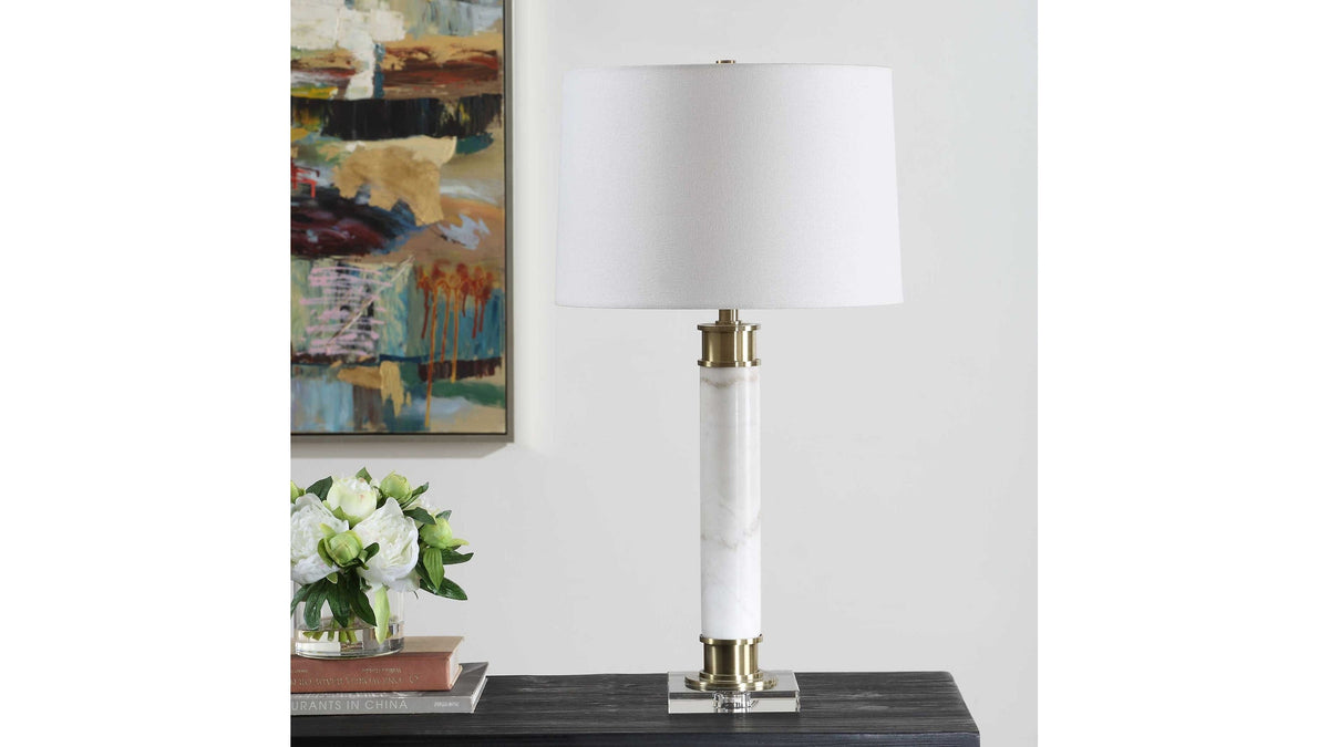 Plinth - White Marble Table Lamp