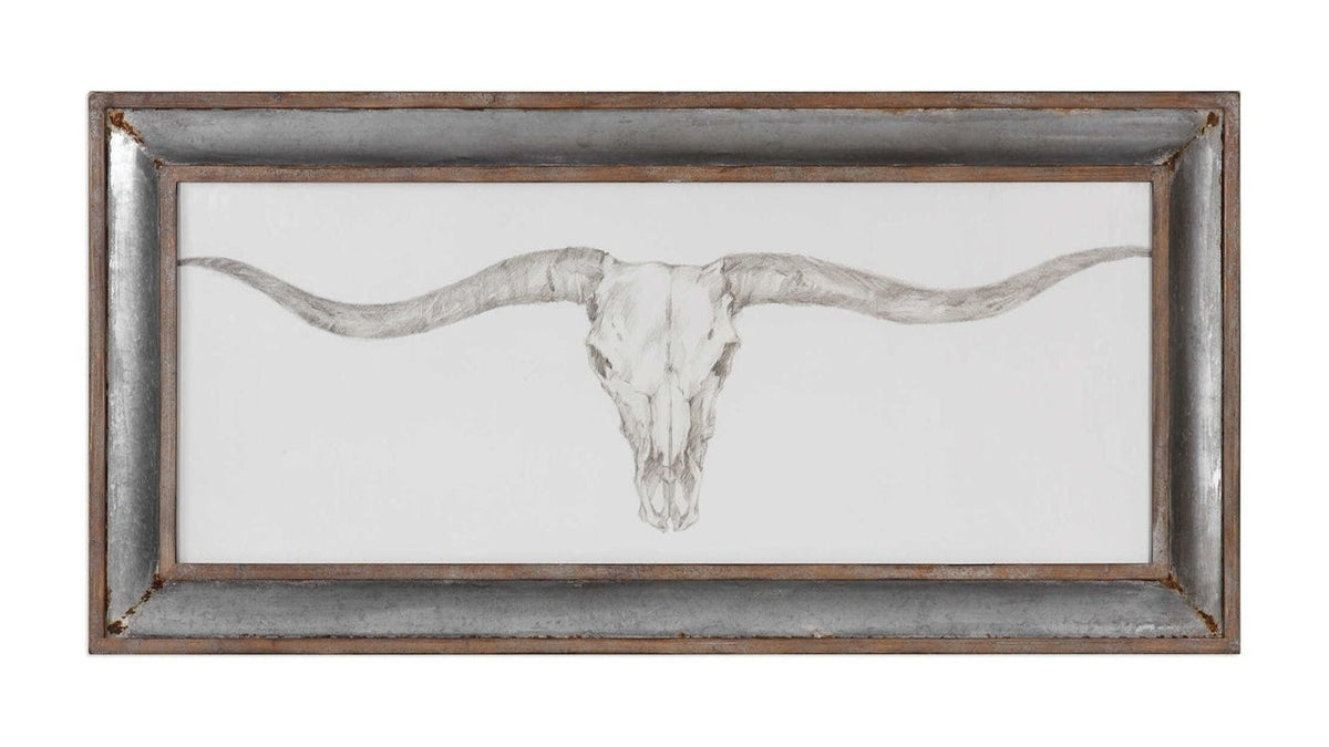 Western Skull Mount - Print - Silver