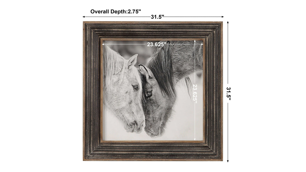 Custom Black And White Horses - Print - Dark Brown