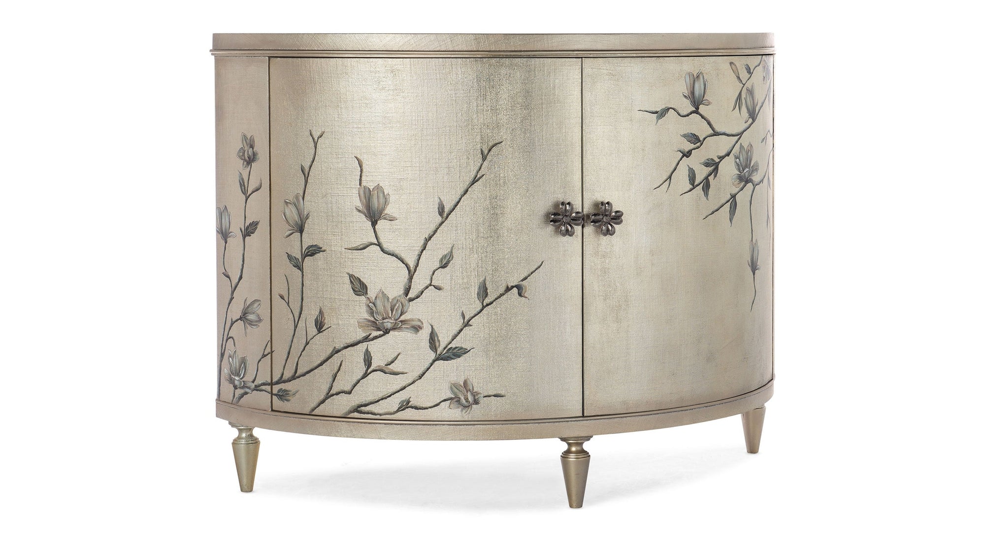 Melange - Marguerite 2-Door Demilune Chest - Pearl Silver