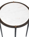 Wren - Round Marble Accent Table - Bronze / White