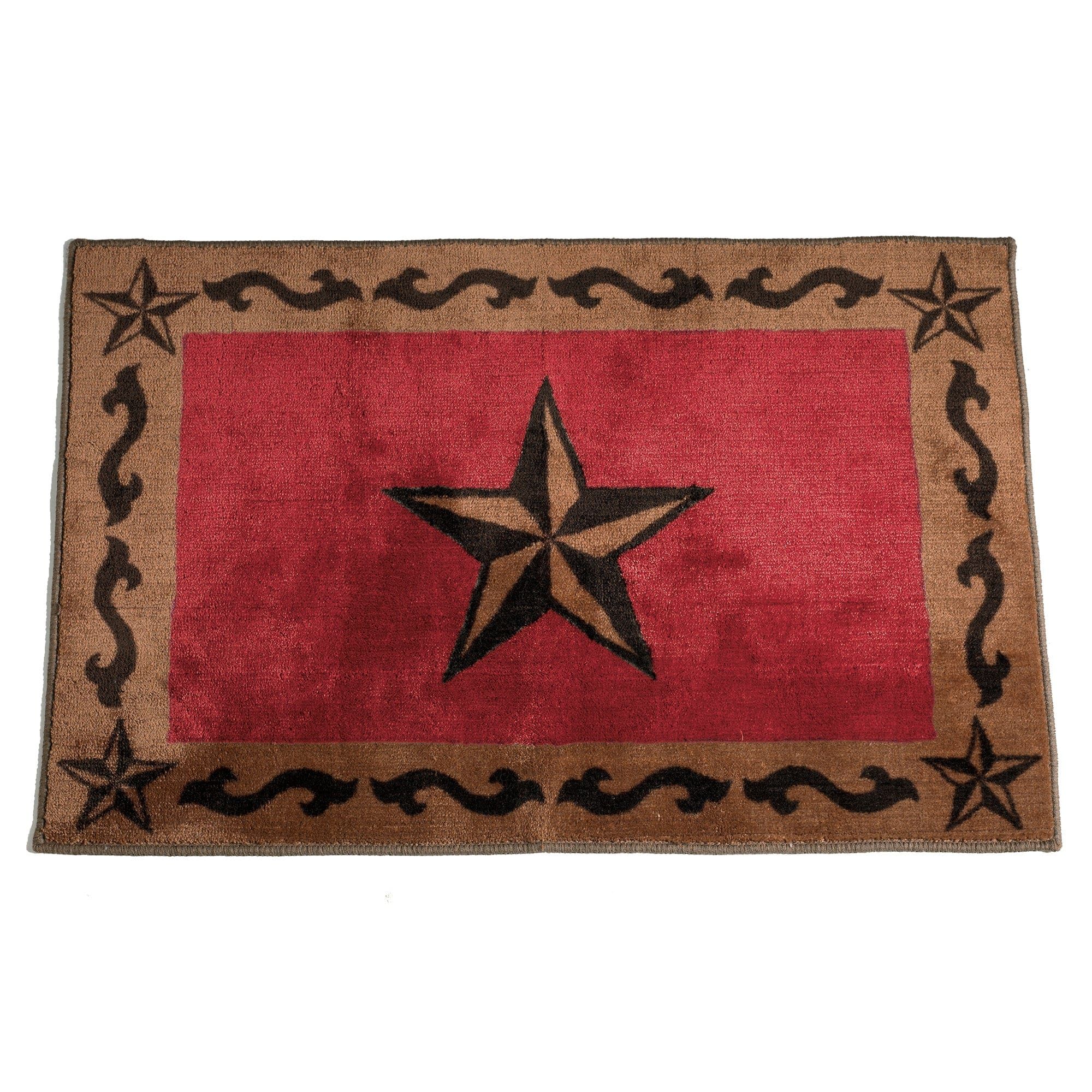 Rustic Star - Star Scroll Motif Rug 2 Per Carton - Red
