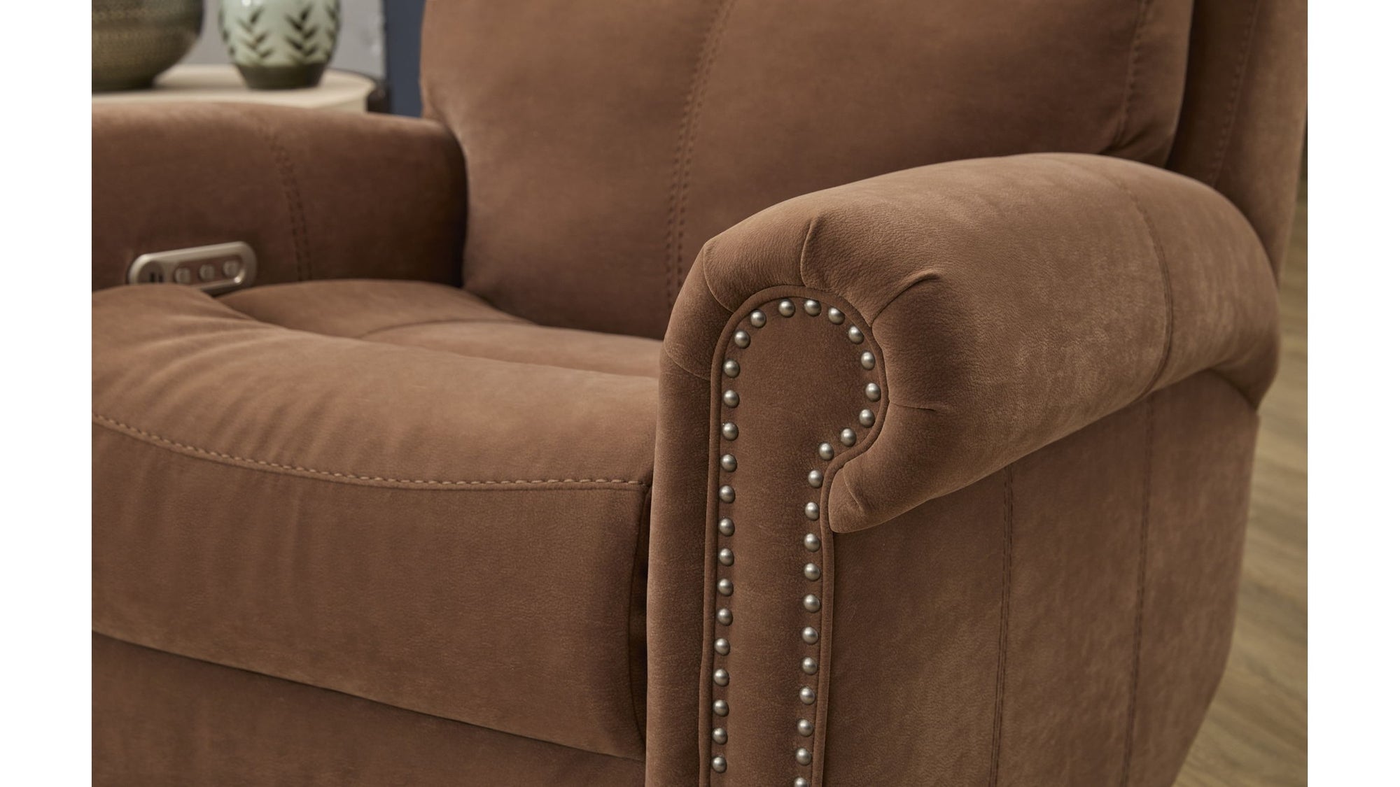 Bernard - Power Recliner With Power Headrest &amp; Lumbar With Nailhed Trim