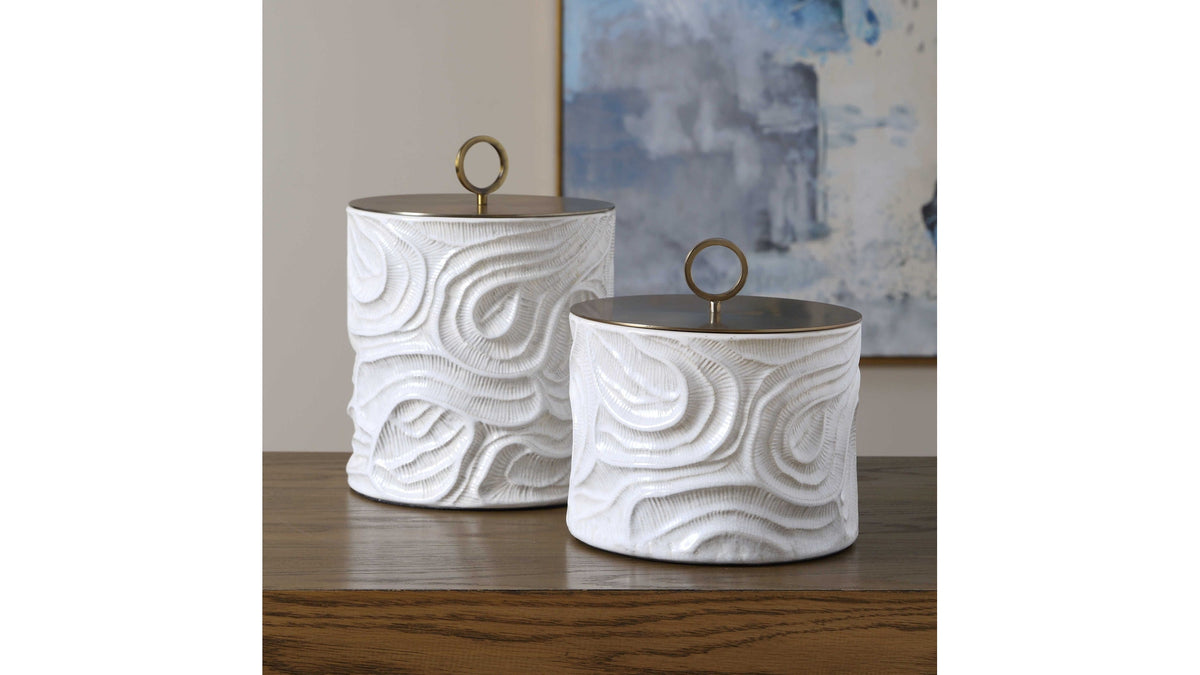 Ivory Tide - Indoor-Outdoor Canisters (Set of 2) - White
