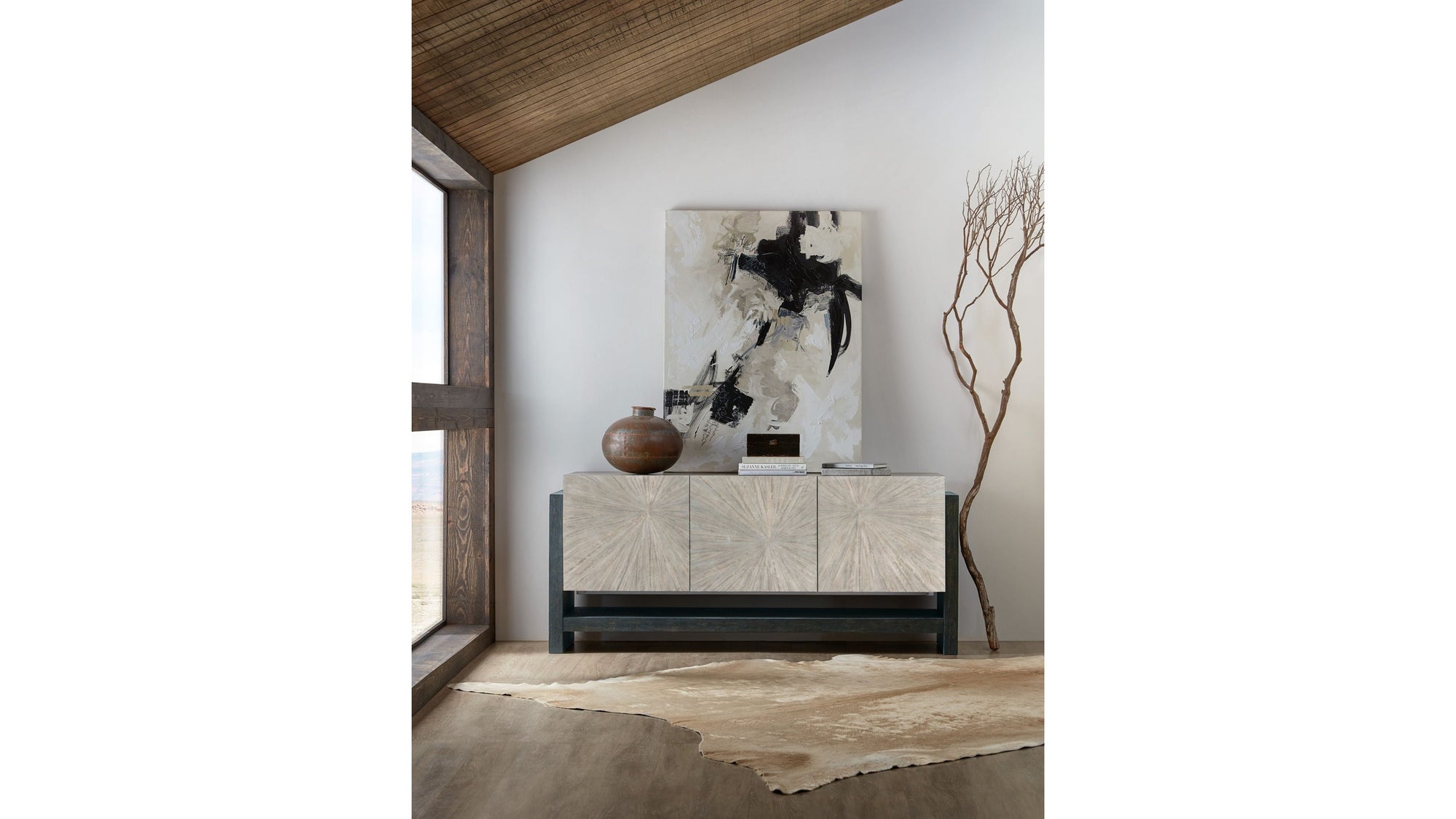 Melange - Ground Perspective Credenza - Pearl Silver