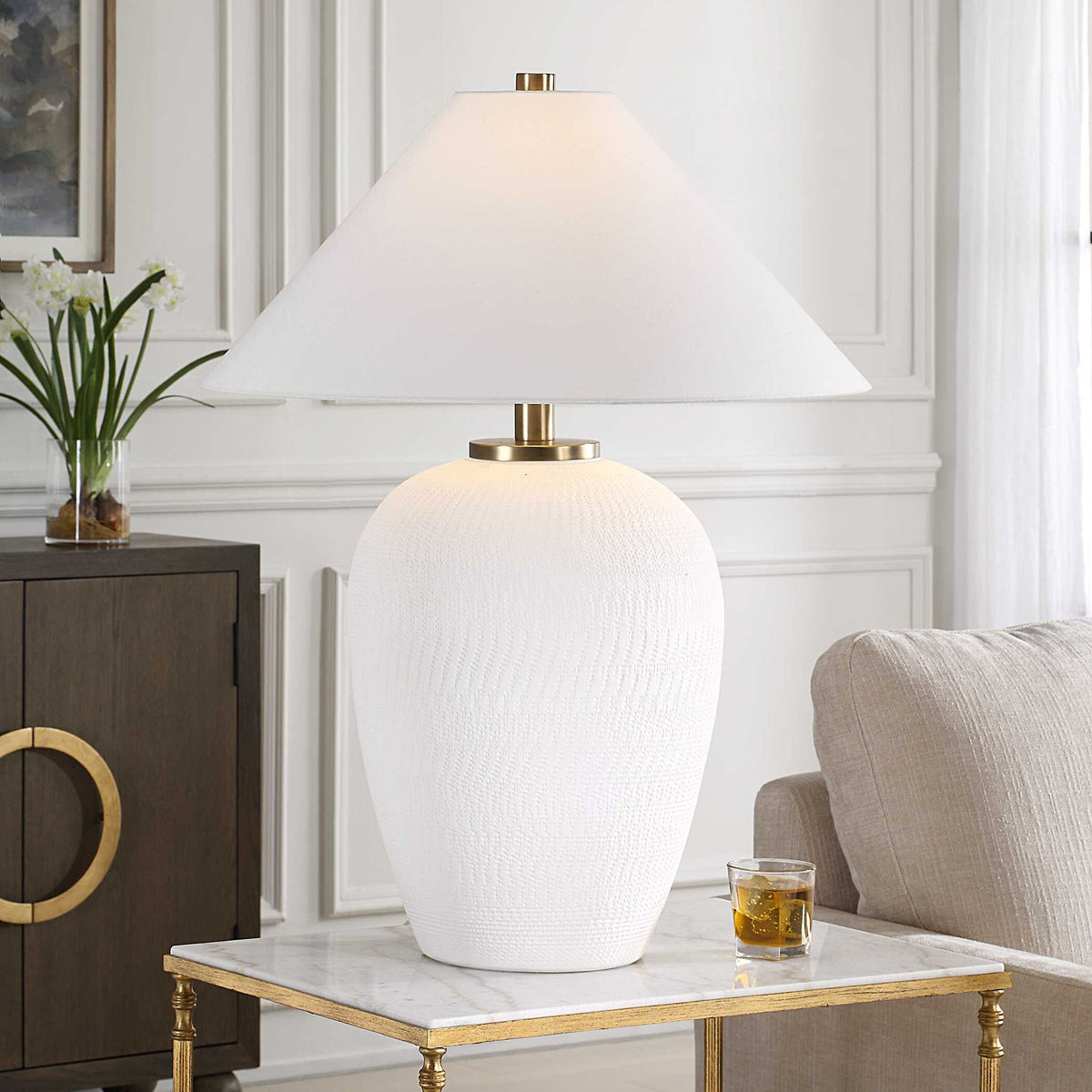 Merriton - Matt White Table Lamp - White