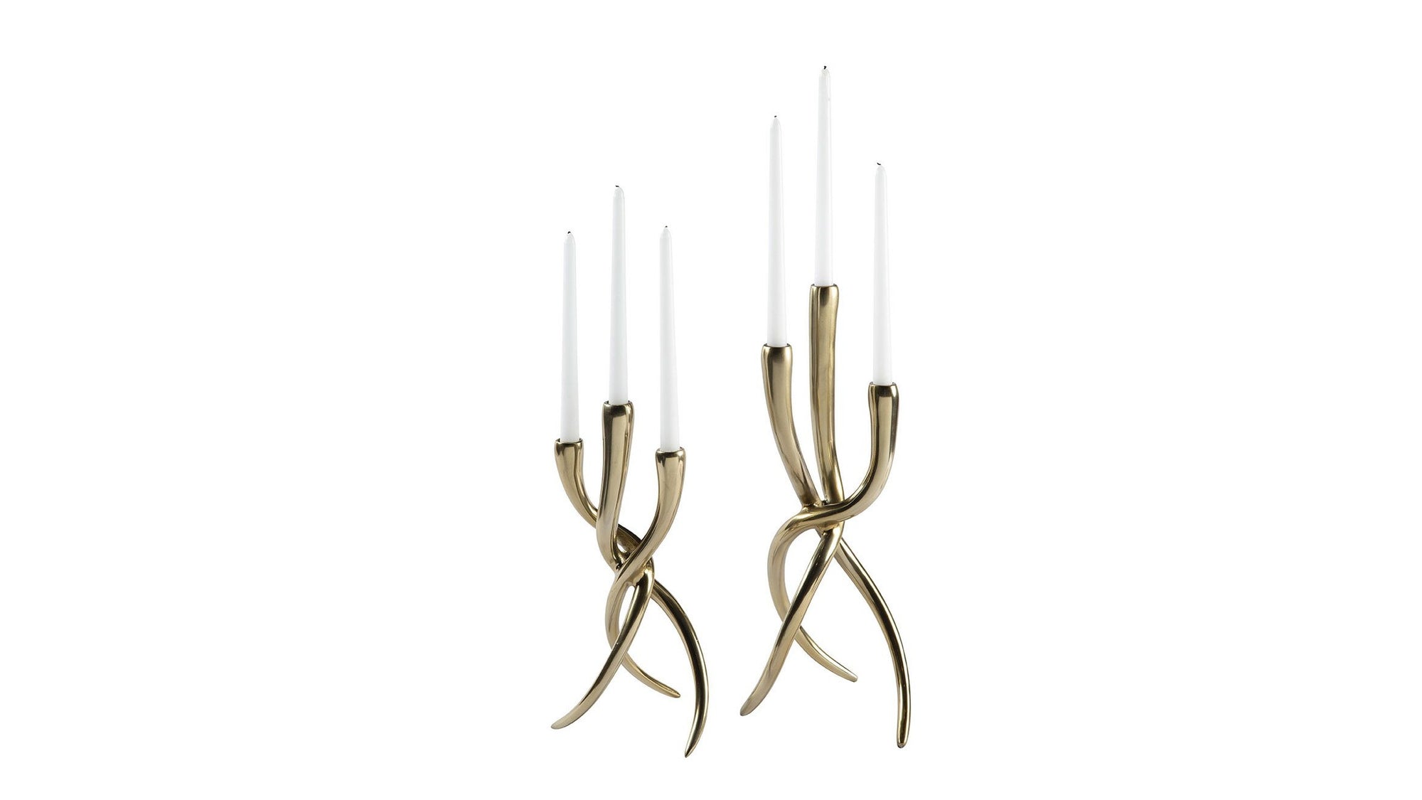 Ansley - Taper Candle Holder Set Set of 2 - Gold