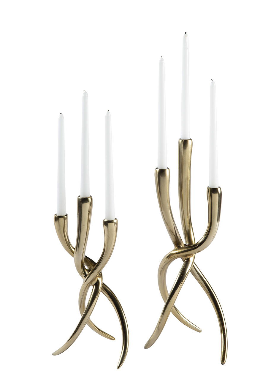 Ansley - Taper Candle Holder Set (Set of 2) - Gold