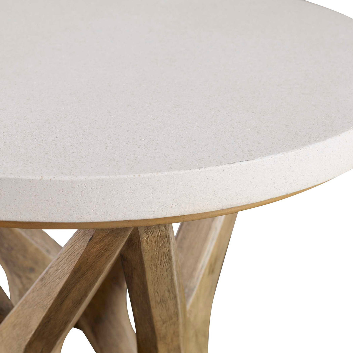 Marnie - Limestone Side Table - White &amp; Light Brown