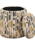 Arem - Upholstered Multi-Color Ottoman - Gray / Pink / White / Yellow