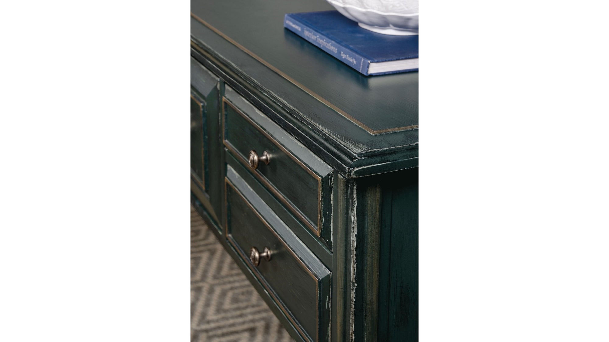 Charleston - Five-Drawer Console Table - Dark Green