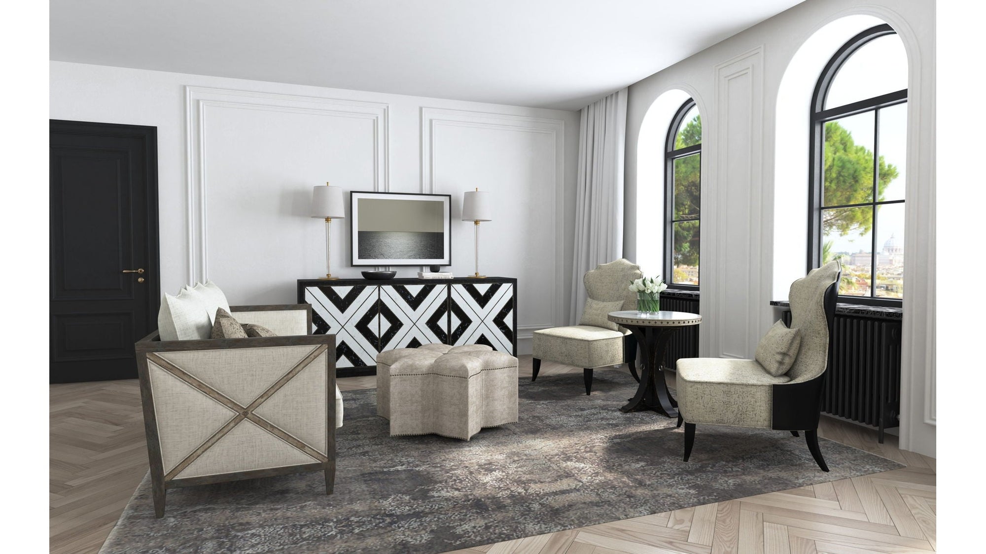 Sanctuary 2 - Noir Et Blanc Entertainment Console