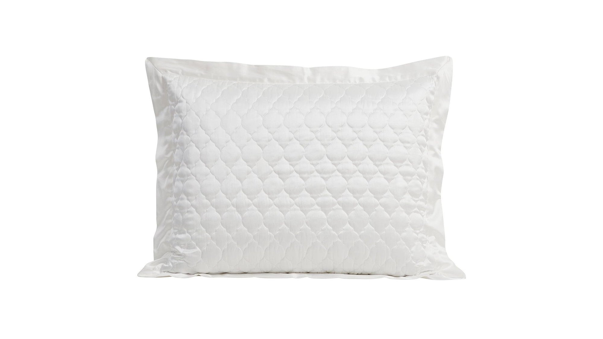 High Shine Satin - 21" x 34" Quatrefoil Quilt Pillow Sham Set Set of 2 - White