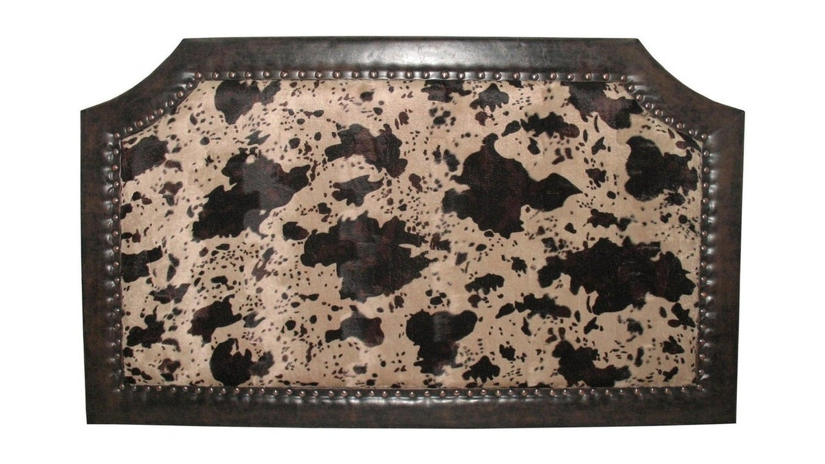 Cowhide - Queen Faux Cowhide Headboard - Dark Brown / Beige