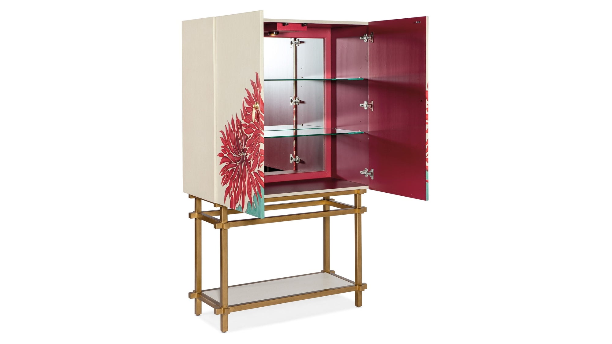 Melange - Patrisha Bar Cabinet - Beige / Red