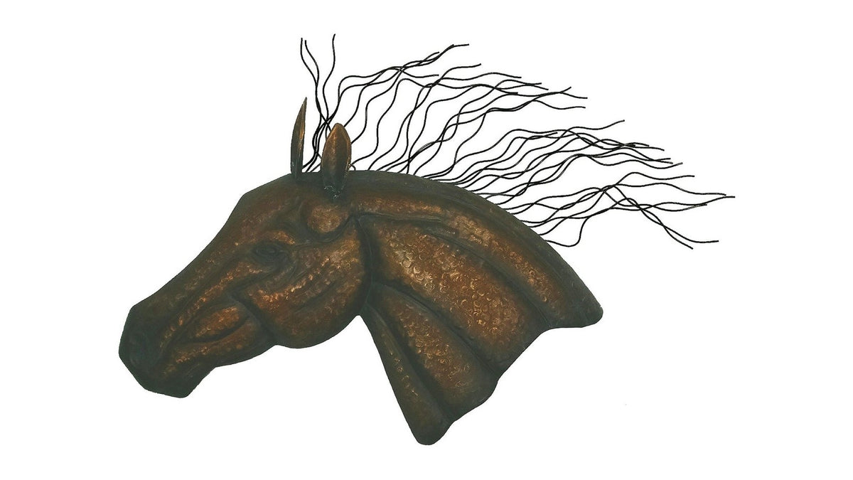 Wall Décor - 18.1" x 29.9" Large Horse Head Forged Metal Wall Sculpture 2 Per Carton - Brown
