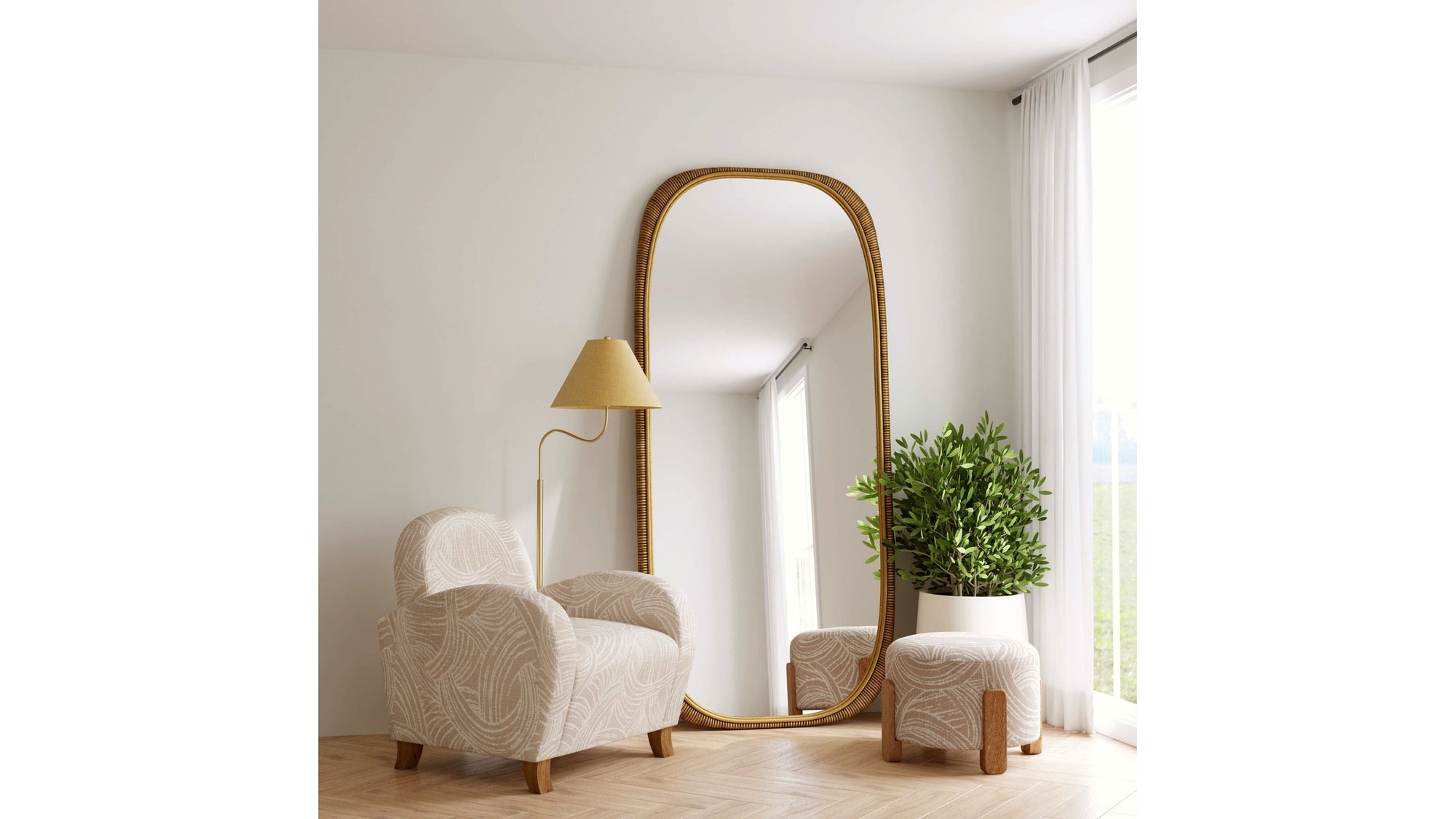Malton - Floor Mirror - Ant Gold
