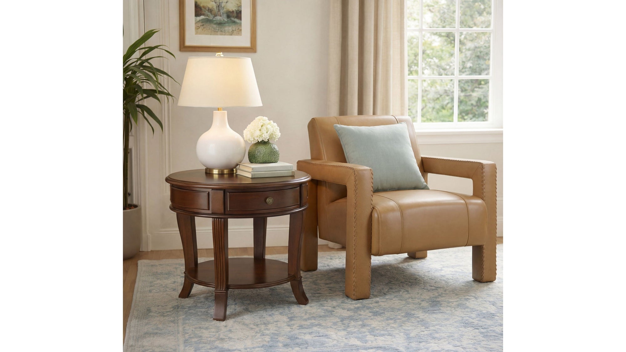 Brookhaven - Round Lamp Table - Dark Brown