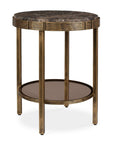 Cusano - Round Dark Marble Accent Table - Brass / Brown