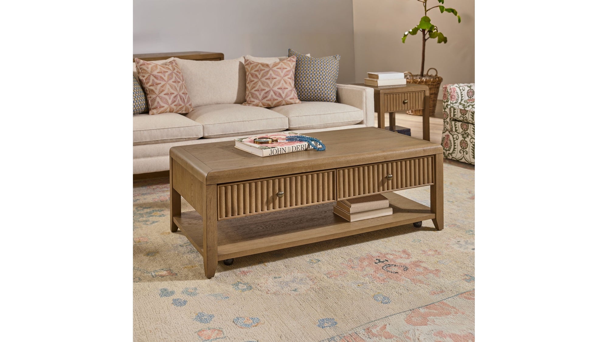 Reed - Rectangular Coffee Table With Casters - Driftwood Oak