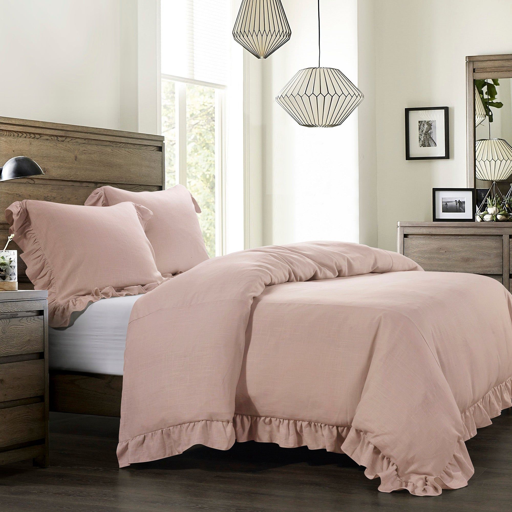 Lily - King Washed Linen Duvet Cover Set (Set of 3) - Blush