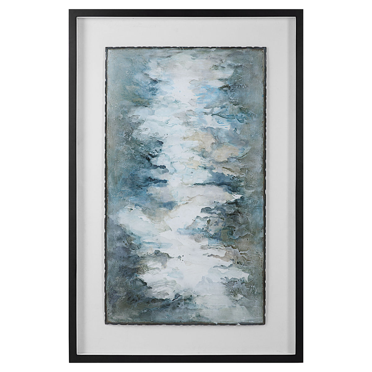 Lakeside Grande - Framed Abstract Print - Silver