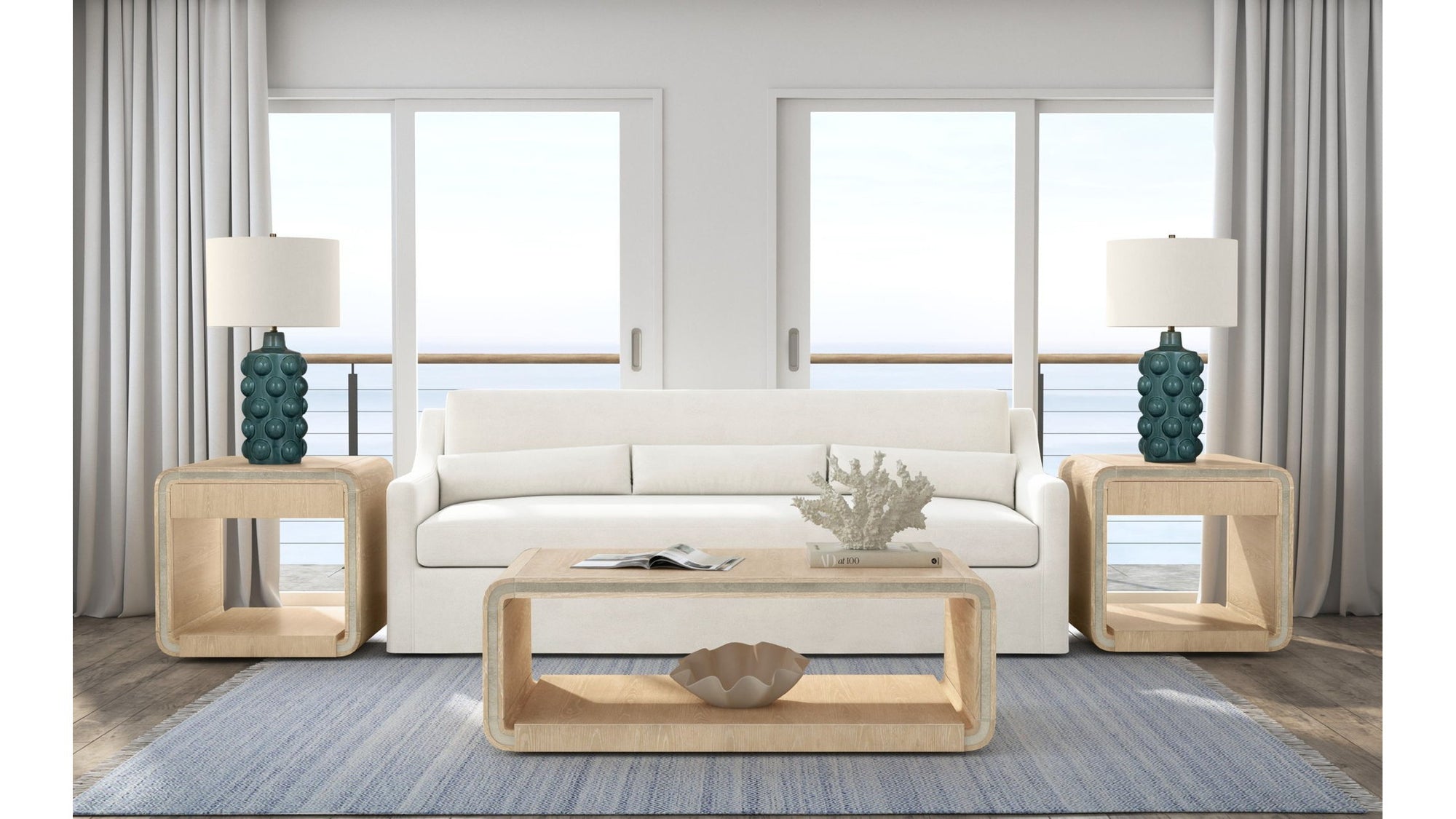 Damone - End Table - Cerused White Oak
