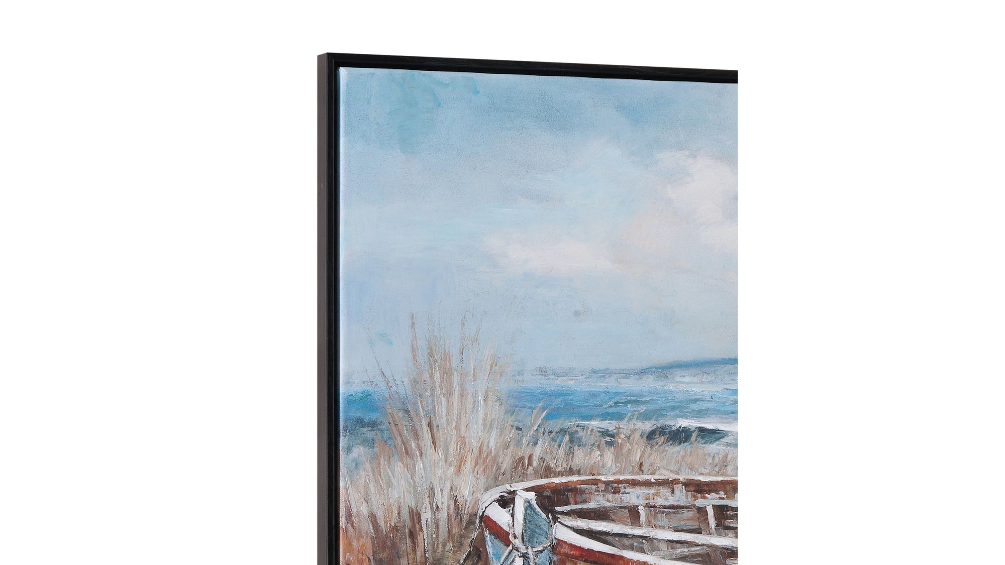 Mo Bay Framed Canvas - Blue / Light Brown